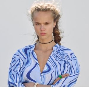 Printer Linen Blend Blouse